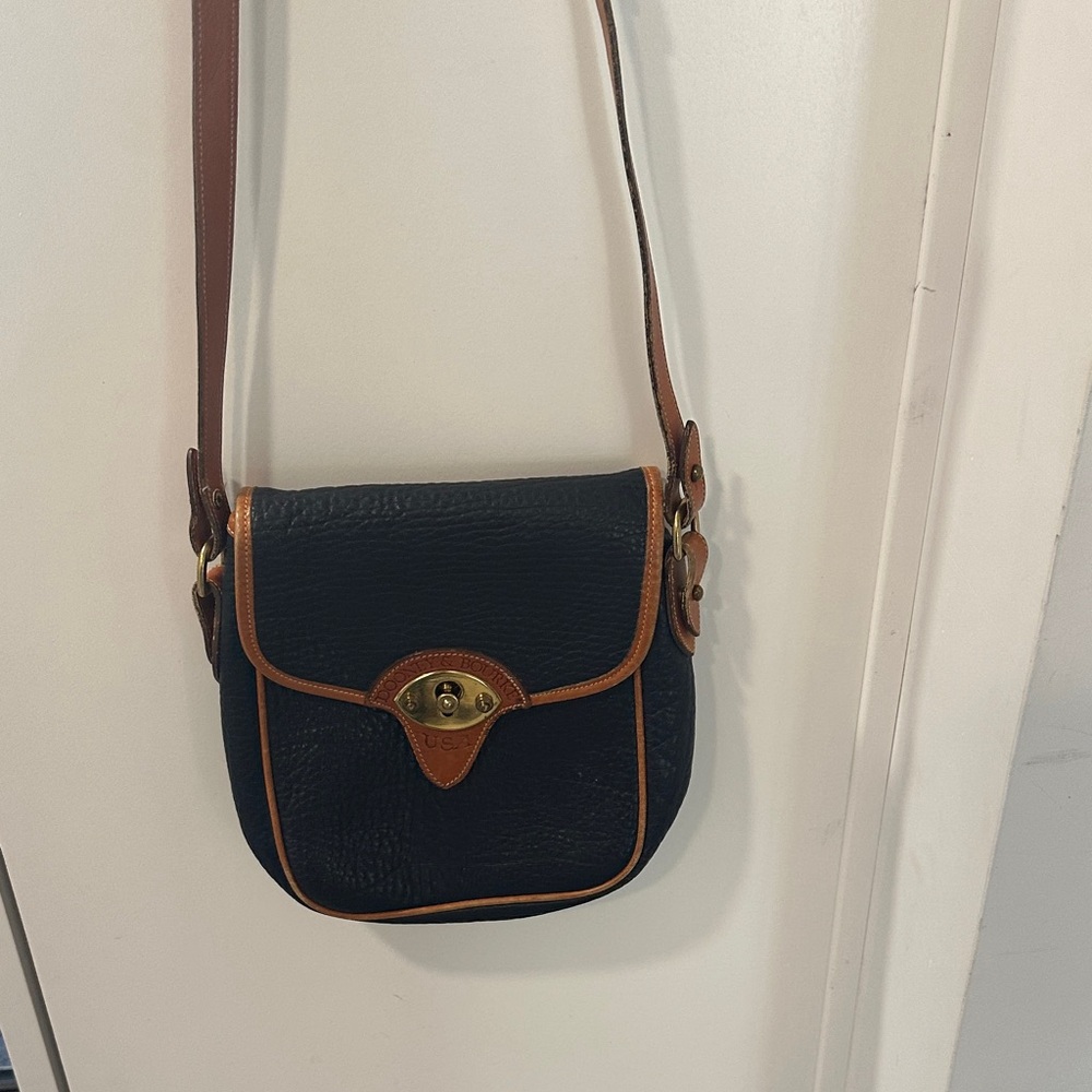 Dooney & Bourke Vintage Cavalry Scout Navy Crossbody Bag with Tan Trim